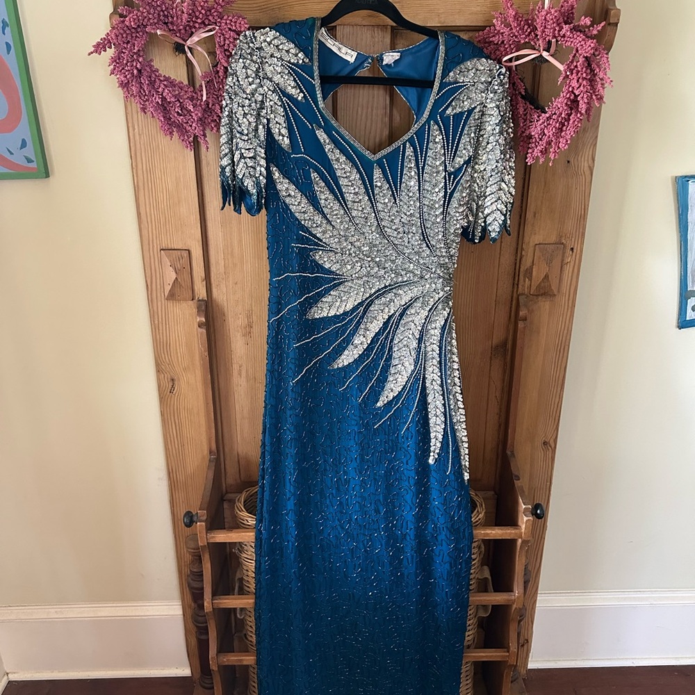 Elegant Blue and Silver Women's Dress